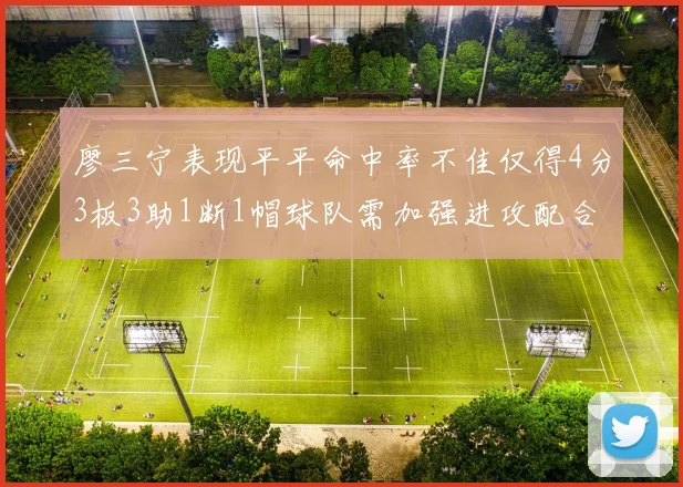 廖三宁表现平平命中率不佳仅得4分3板3助1断1帽球队需加强进攻配合